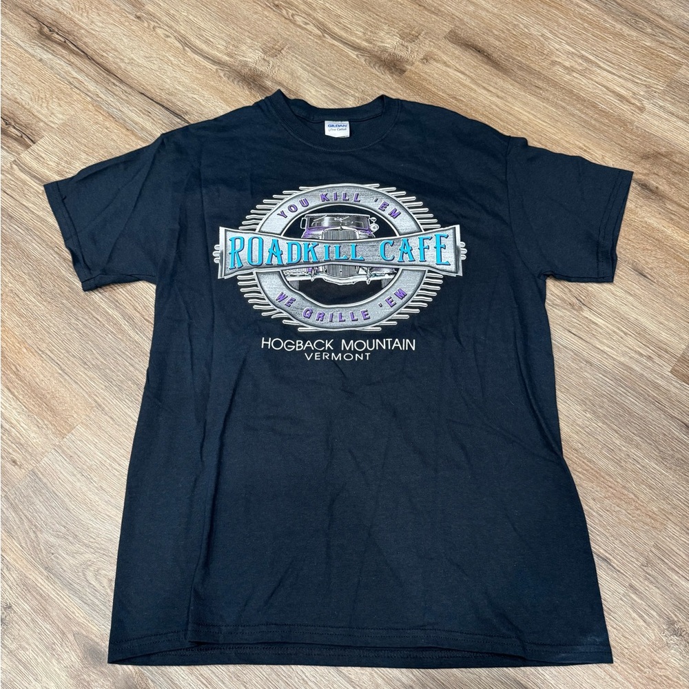 Vintage Black Roadkill Cafe Hogback Mountain Graphic Tee